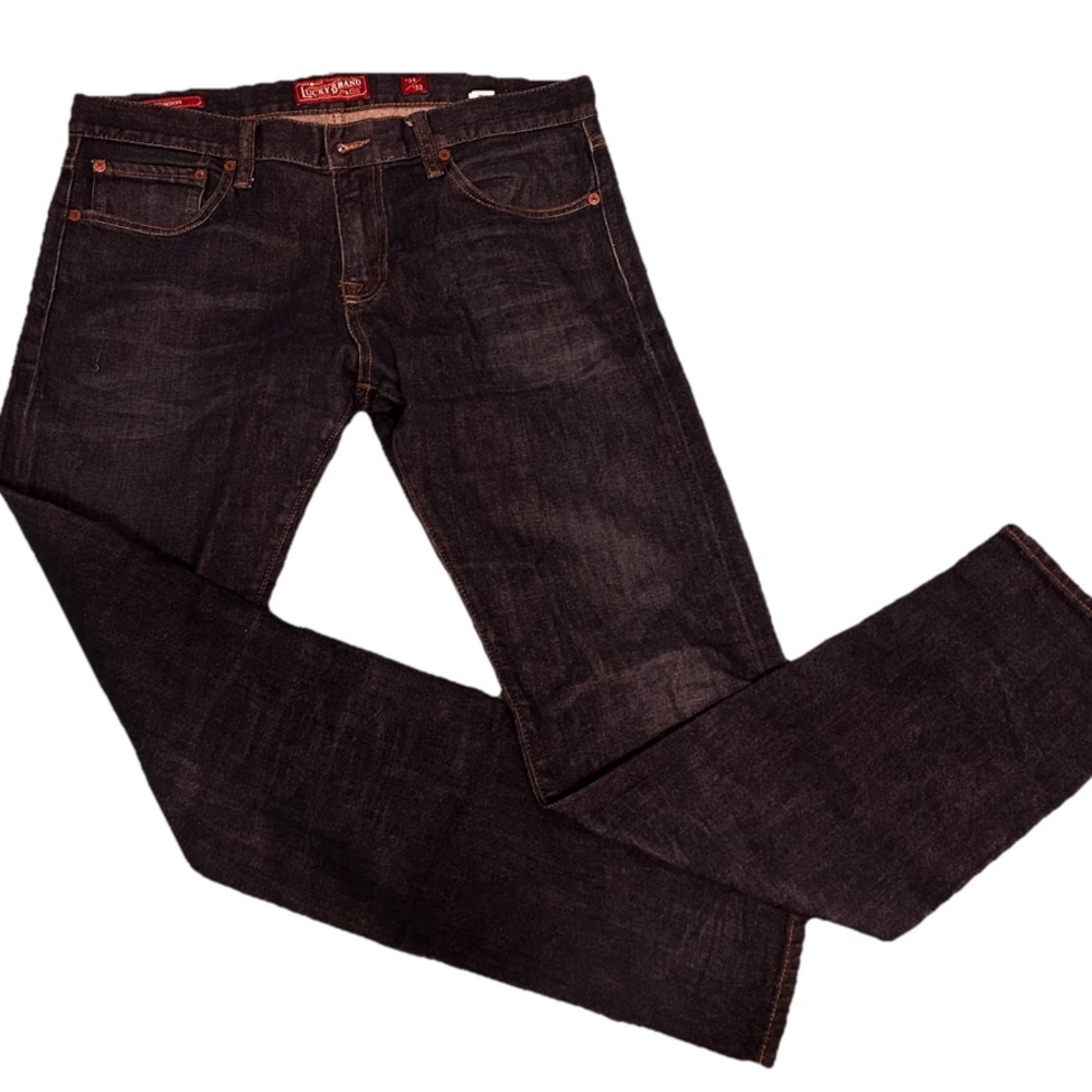 Lucky Brand Jeans Mens 34x32 Blue 110 Skinny Mid Rise Dark Wash Denim